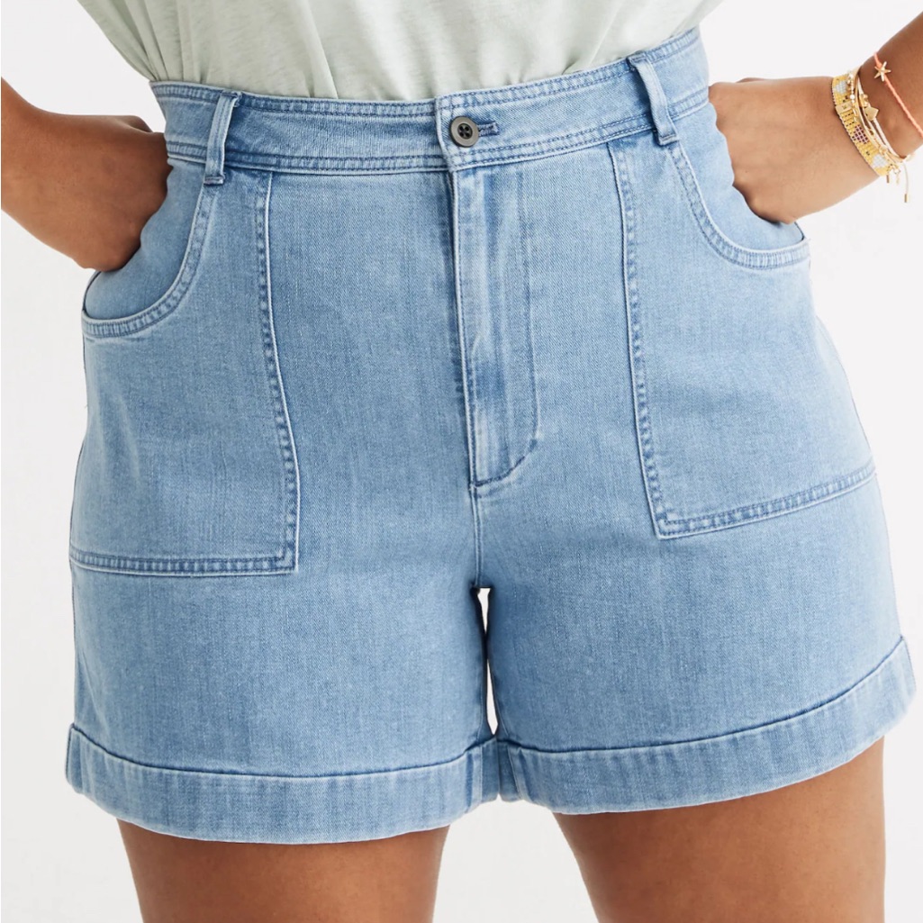 Madewell HighRise Cuffed Denim Shorts In Light Indigo